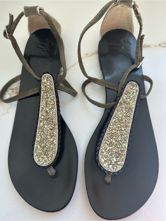 Giuseppe Zanotti Shoes - Giuseppe Zanotti suede Glitter Ankle Wrap Sandals EU 38 Made in Italy 7.5-8u.s